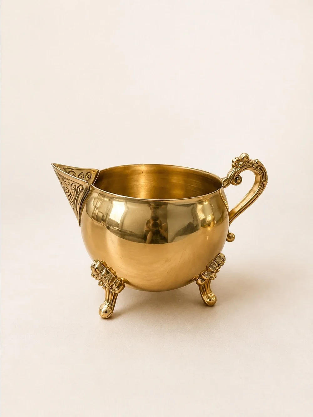 Antique Brass Coffee & Tea Set in Polished Gold Tone